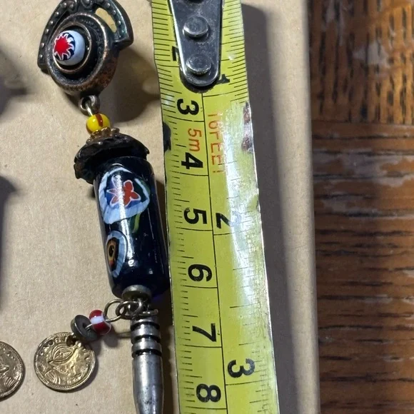 Artisan Blue and Silver Dangle Earrings - Picture 6 of 6